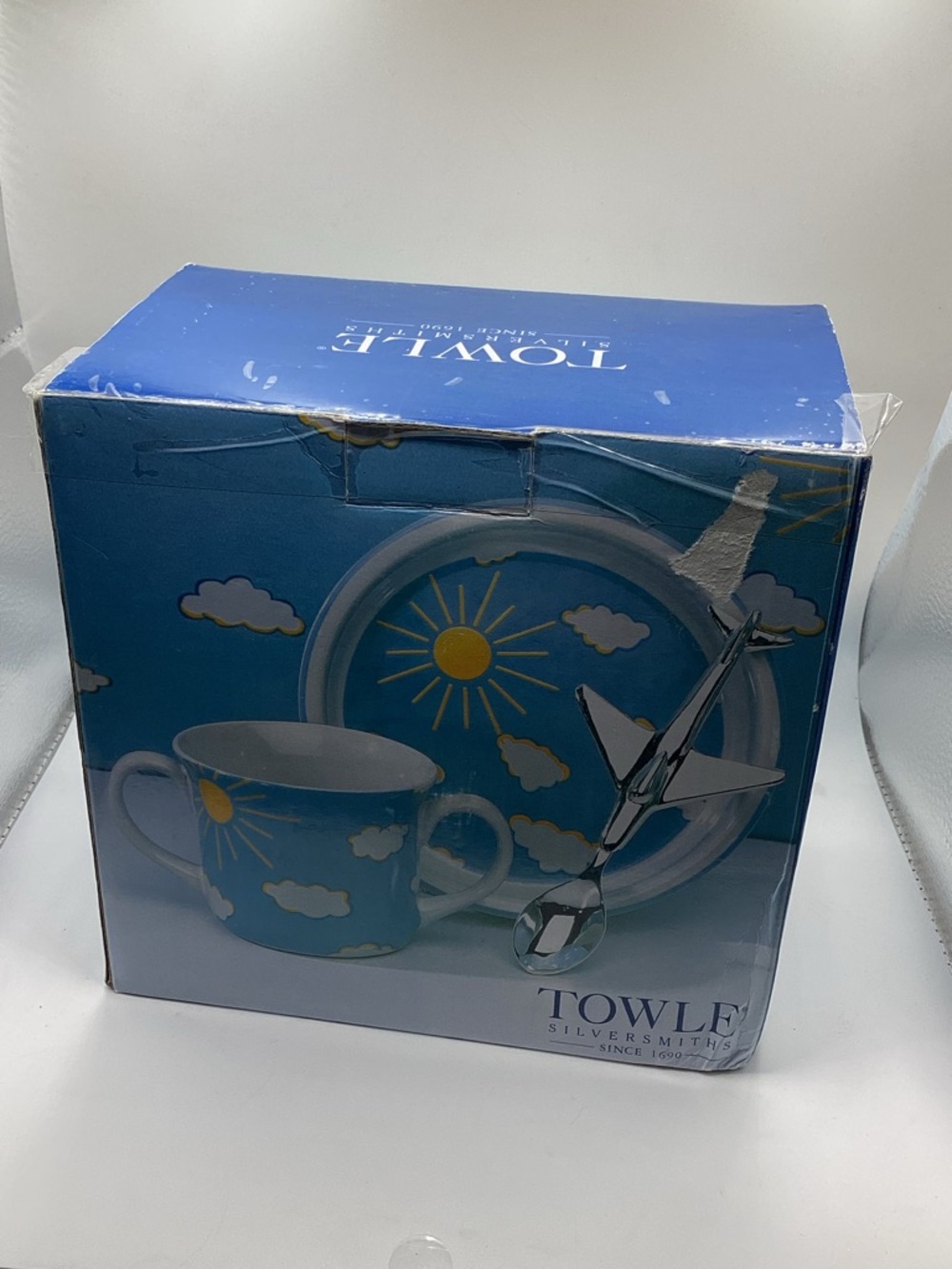 Towle Blue Sun & Cloud Children's Dish Set